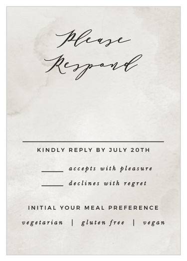 Gather a headcount of every friend and family member that plans to attend your wedding with our Passionate Forever Response Cards.