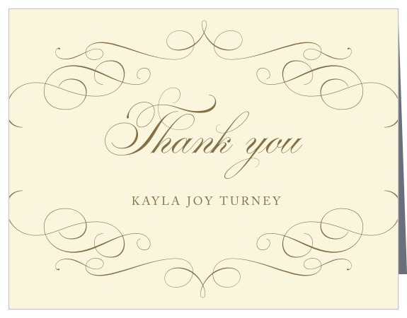 The Flourished Elegance Graduation Thank You Card to match the Flourished Photo tri-fold invitation perfectly with the same sleek style and design.
