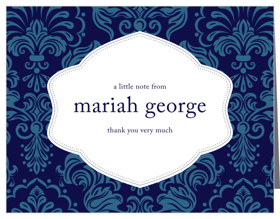 The Formal Damask Graduation Thank You Card has a stylish damask pattern that can be changed to over 100 different pattern choices.