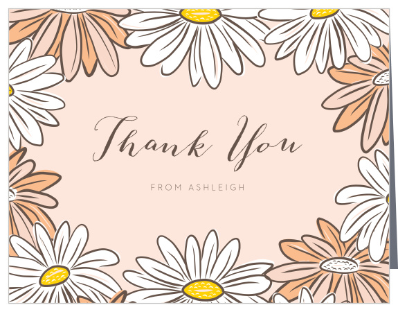 The Gerber Daisy Graduation Thank You Card offers a beautiful floral themed card that can be instantly personalized to have the flowers in any color you would like.