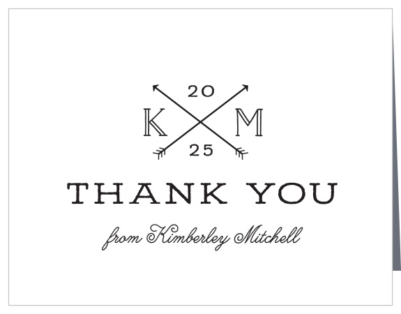 Our Modern Arrow Graduation Thank You Card has your thank you text sitting on top of a trendy arrow.