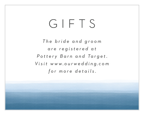 Present where you've posted your gift wishlists on our Watercolor Dip Registry Cards!