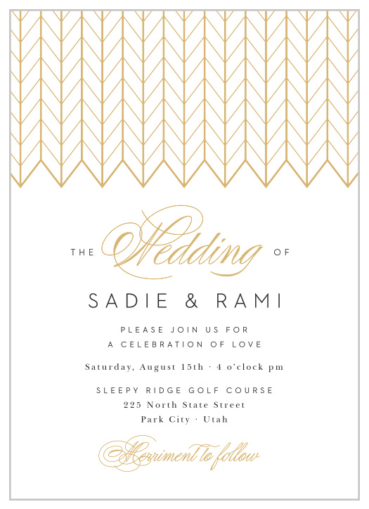 Make a lasting impression with our timeless Glamorous Chevron Wedding Invitations. 