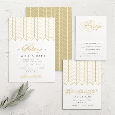 Glamorous Chevron Wedding Invitations