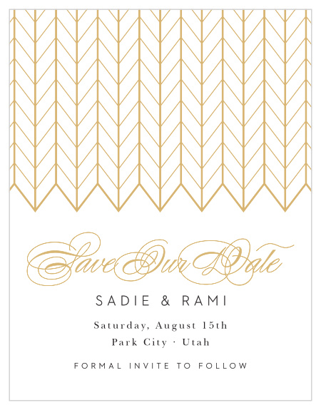 Make a lasting impression with our timeless Glamorous Chevron Save the Date Magnets.