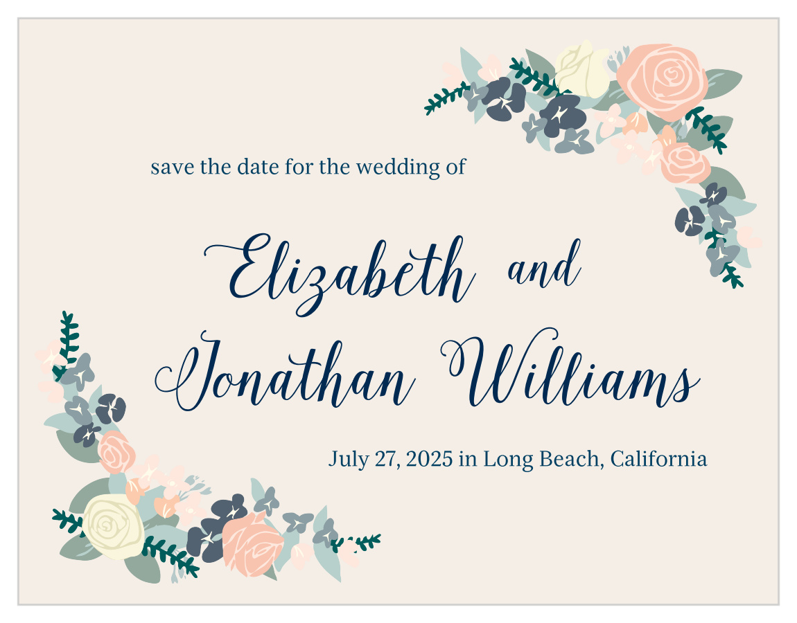 Illustrated Corner Wreath Save the Date Cards