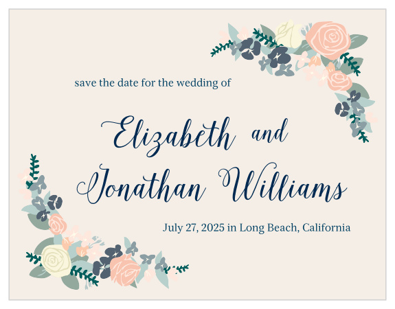 Our Illustrated Corner Wreath Save The Date Magnet is awesome, and totally customizable!