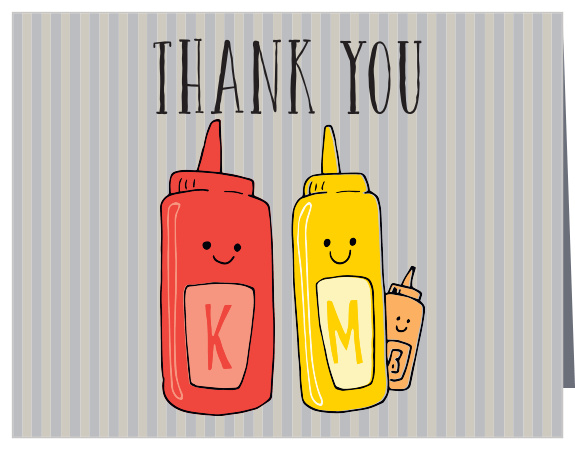 The Burgers N'Brats Baby Shower Thank You Cards are perfect for after your BBQ themed shower.