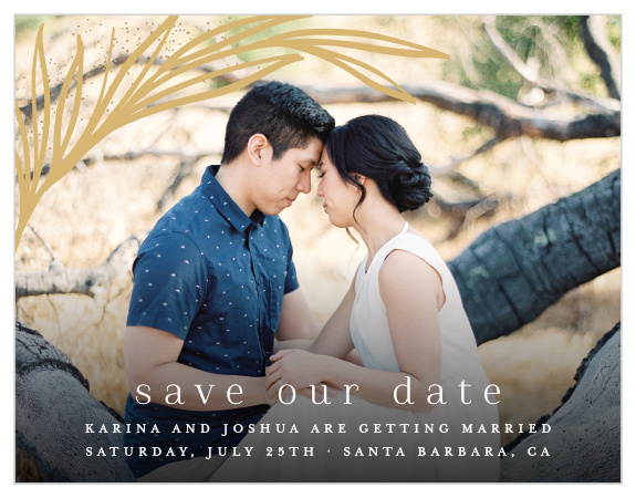 Announce your recent engagement with our Simple Wreath Save the Date Cards!
