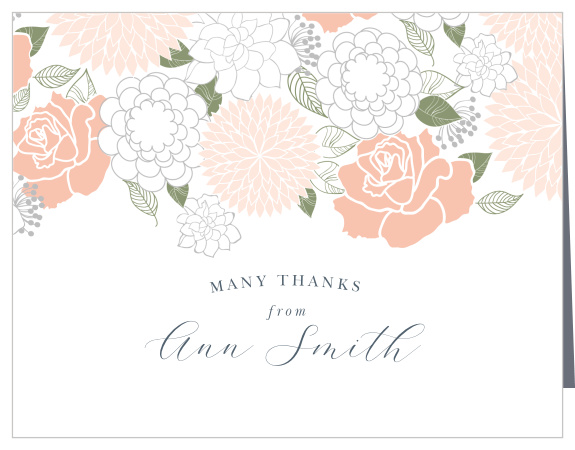 Add some color to your stationery with the Flower Collage bridal shower thank you cards.