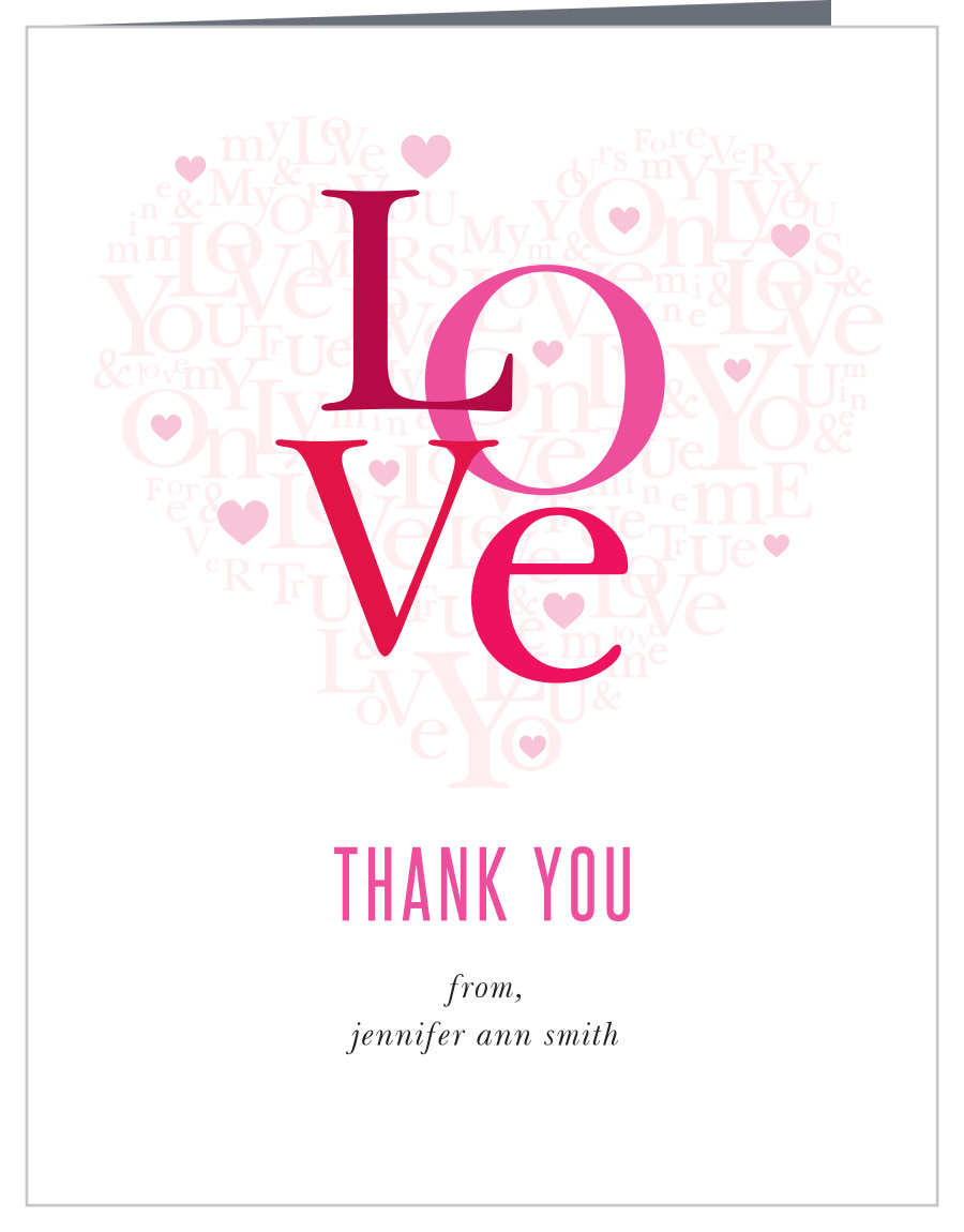 Subway Letter Heart Bridal Shower Thank You Cards