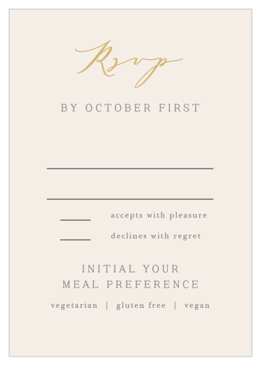 Gather a headcount of every friend and family member that plans to attend your wedding with our Pure Simple Lines Response Cards.