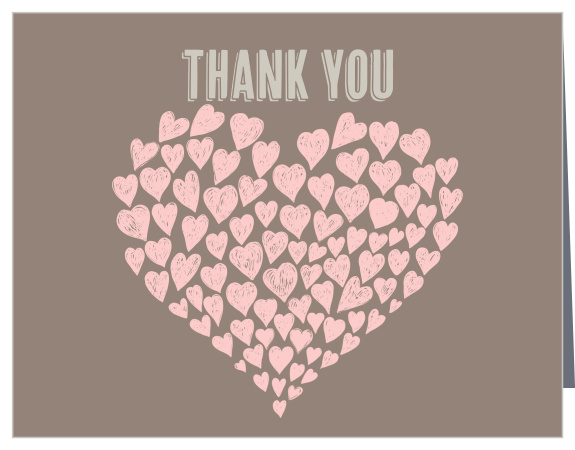 The Doodle Heart bridal shower thank you cards takes over 100 hand drawn hearts and combines them into one big heart.