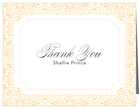 The Ticket Benefit bridal shower thank you cards are an elegant folded thank you card.