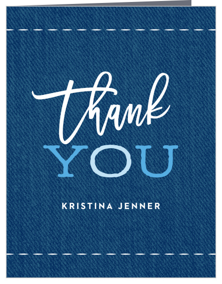 The Blue Jeans thank you cards are the perfect way to show gratitude for those who helped welcome your latest addition, while maintaining your theme.