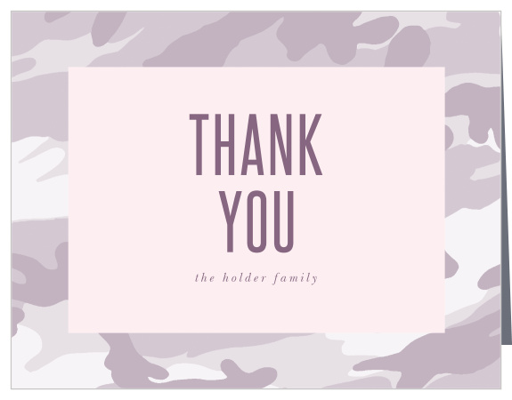 Our Camo Girl Baby Shower Thank You Card is super fun and totally customizable camo print.