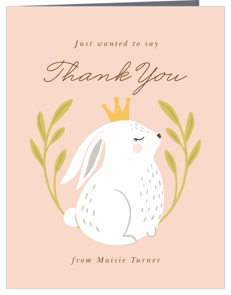 Hear ye! Hear ye! The Crowned Princess baby shower thank you card is here for you to adore its perfect crown and personal touches!