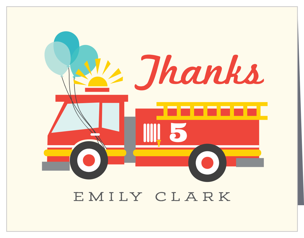 Fire Truck Baby Shower Thank You Cards