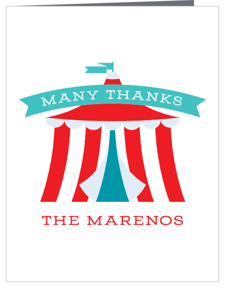 The Circus Ticket Thank You Card has the most perfectly simple, customizable circus tent on front!