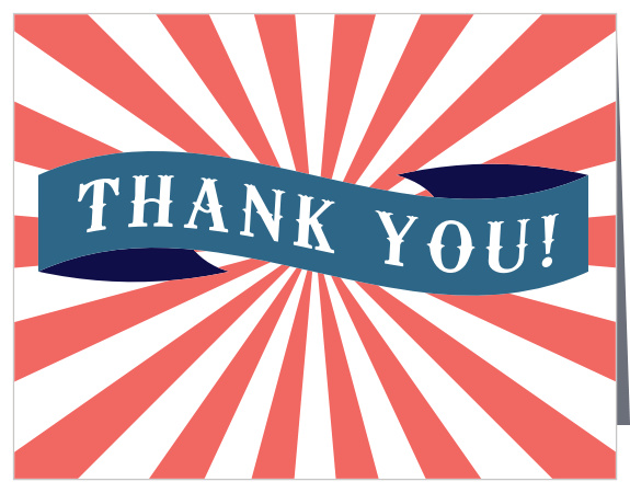 The Circus Ribbon Thank You Card is super cute with its customizable, old school circus look!
