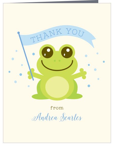 The Frog Boy Baby Shower Thank You Cards are simple, classic, and cute!