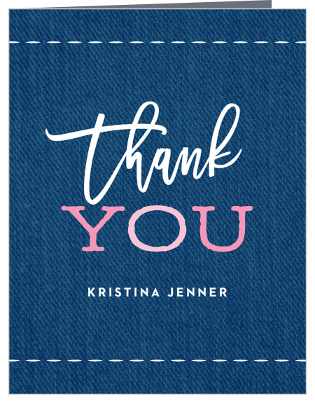 The Girl Blue Jeans Thank You Cards are the perfect way to show gratitude for those who helped welcome your latest addition while maintaining your theme.