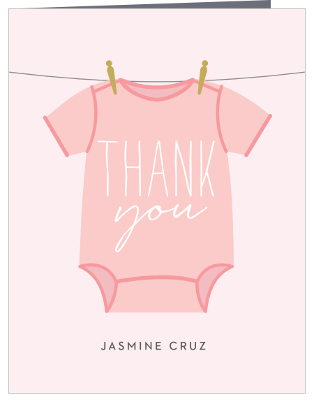 The Girl Onesie Clothesline thank you cards are the perfect way to show gratitude for those who helped welcome your latest addition, while maintaining your theme.