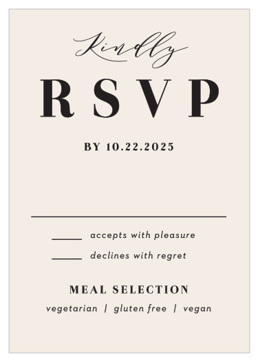 Tally every friend and family member that plans to attend your wedding with our Cutest Couple Response Cards.