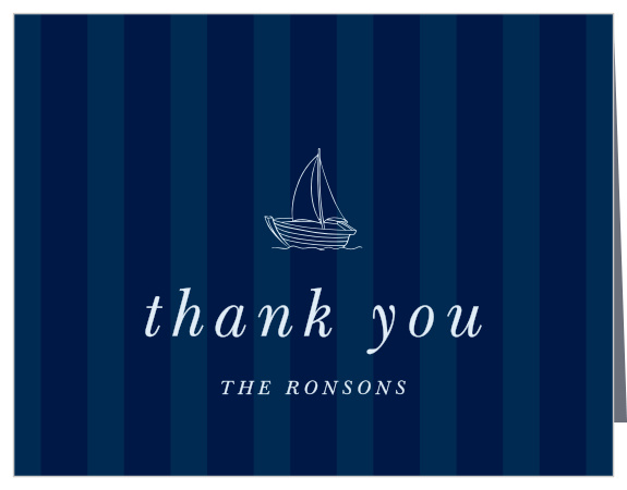 Share appreciation for the support you received during the celebration with our Penned Sailboat Baby Shower Thank You Cards.