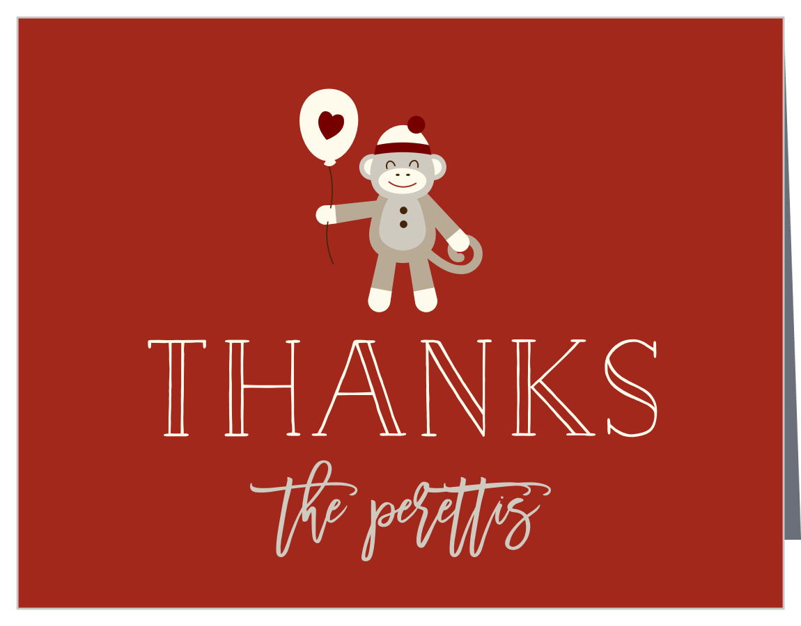 Sock Monkey Baby Shower Thank You Cards