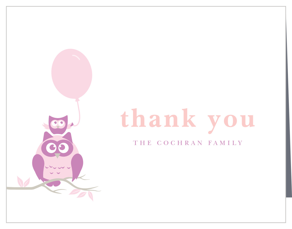 Owl Balloon Baby Shower Thank You Cards