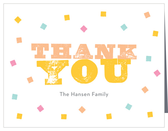 Decorated with confetti and stacked letters our Safari Reveal Baby Shower Thank You Cards will bring a smile to anyone's face!