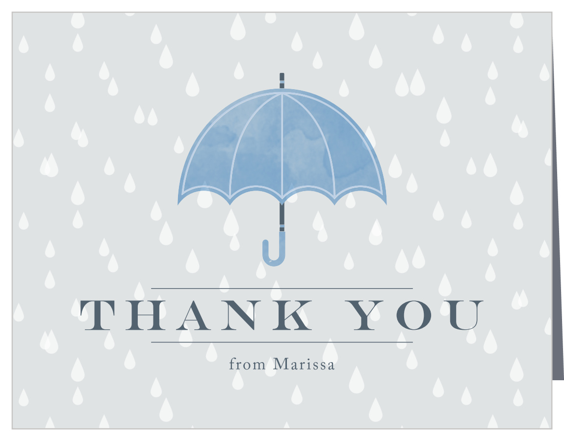Raindrop Umbrella Baby Shower Thank You Cards