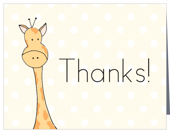The Peeking Giraffe Baby Shower Thank You Card features an adorable hand draw giraffe and lots of space to write your thanks.
