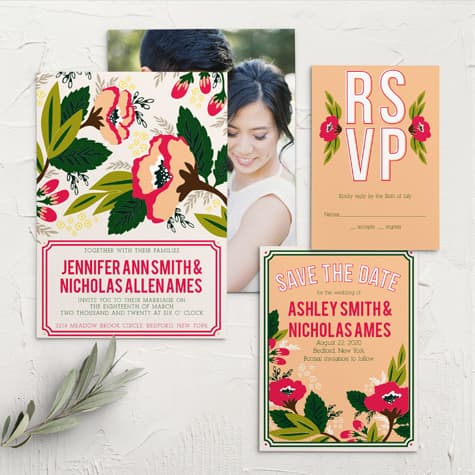 Bold Floral Wedding Invitations