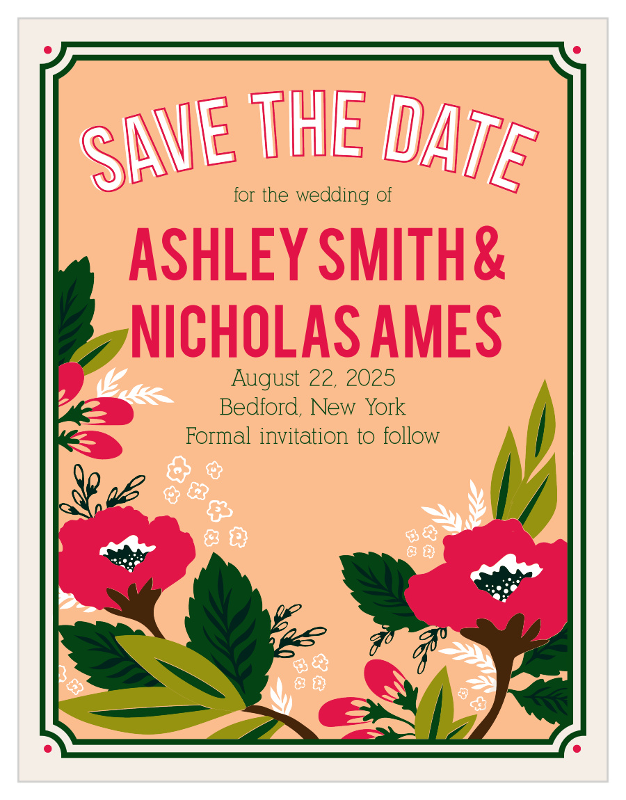 Bold Floral Save the Date Cards