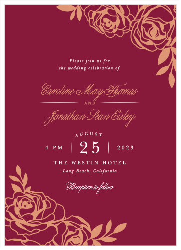 Rose Outline Wedding Invitations