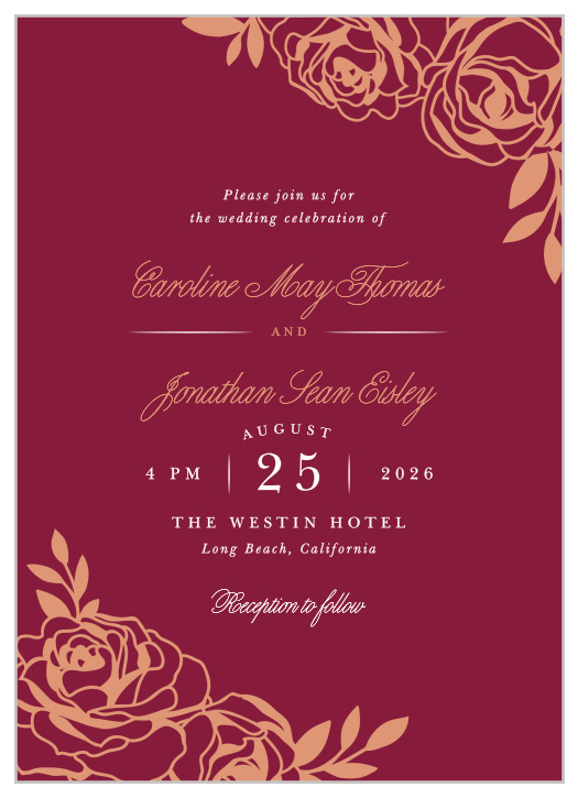 Ask your loved ones to attend your big day, with our lovely Rose Outline Wedding Invitations!