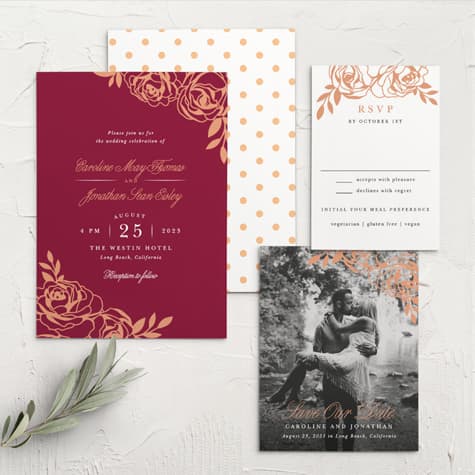 Rose Outline Wedding Invitations