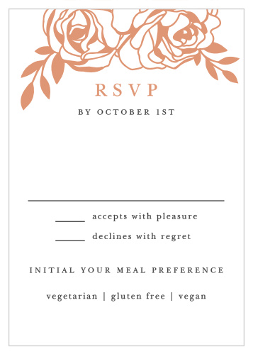 Send our out Rose Outline Response Cards with the rest of your wedding suite to make gathering your guest list a breeze!