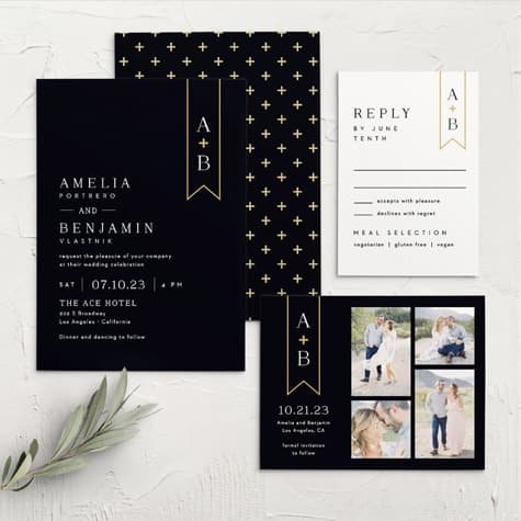 Minimalist Banner Wedding Invitations