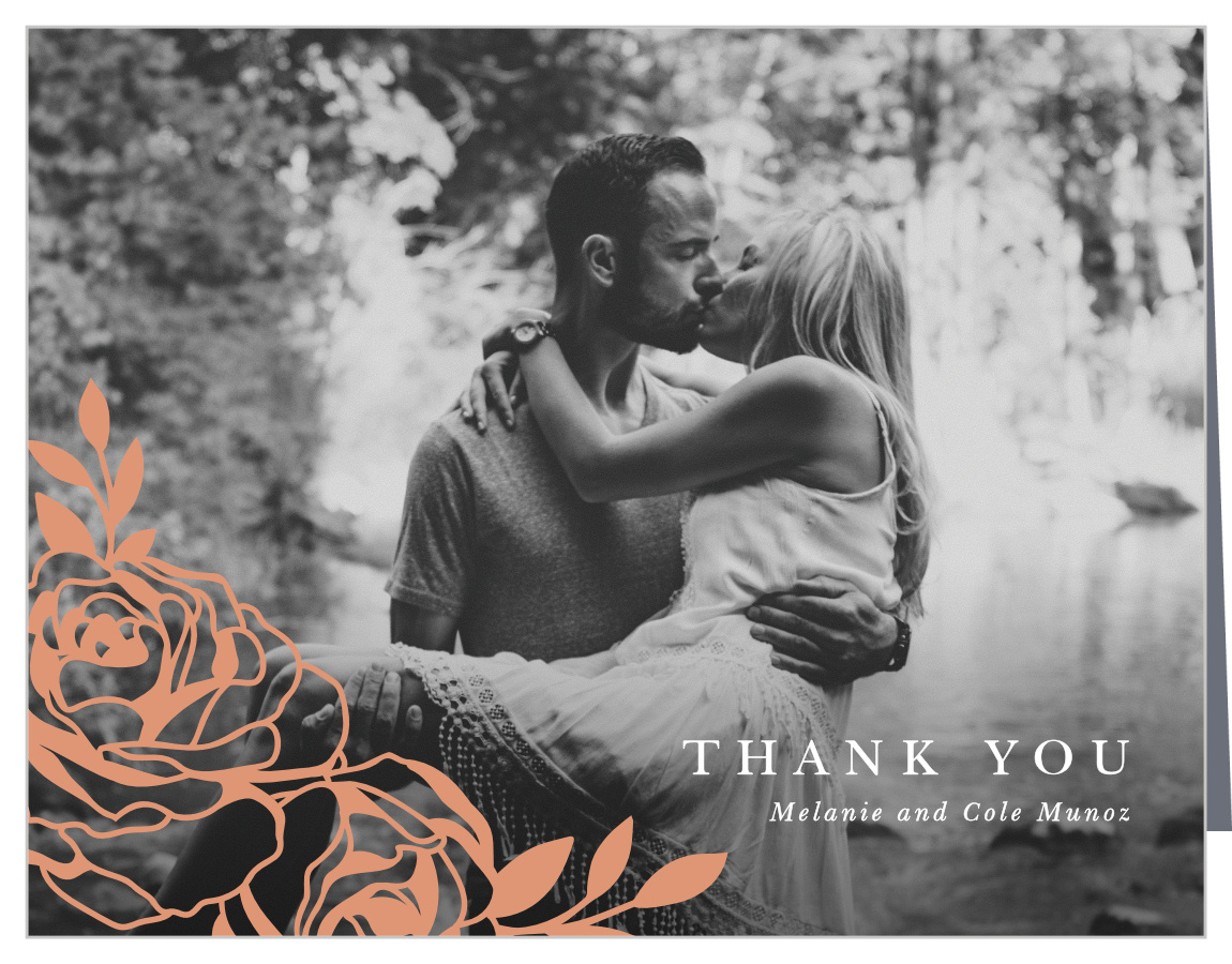 Rose Outline Wedding Thank You Cards