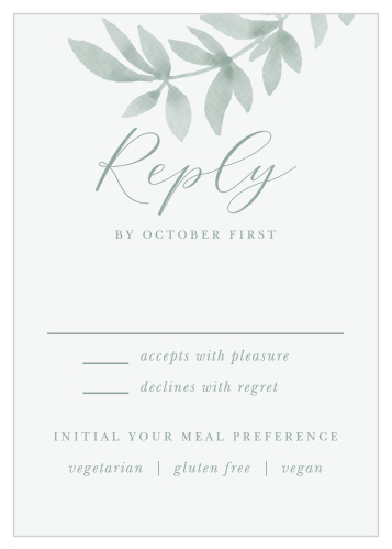 Gather a headcount of each friend and family member that plans to attend your wedding with our Flowing Ferns Response Cards.