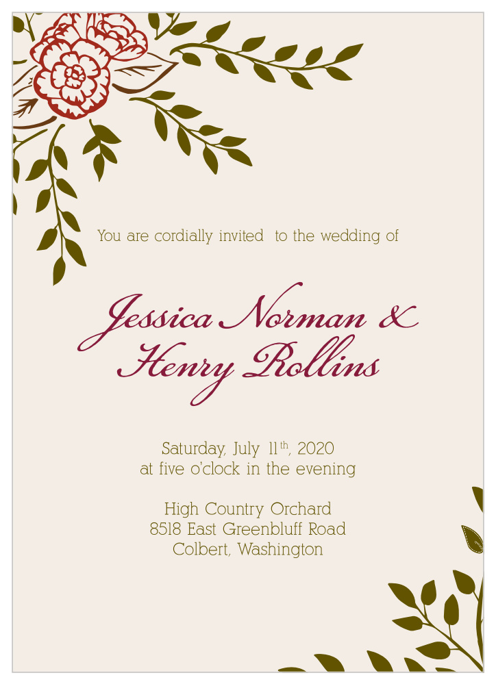 Illustrated Peonies Wedding Invitations