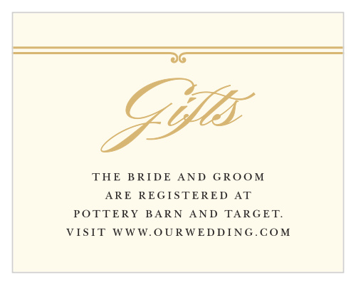 Include our Night Deco Registry Cards in your wedding suite to let your loved ones know where they can find your gift wishlists!