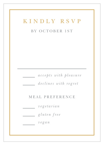 Gather a headcount of every friend and family member that plans to attend your wedding with our Completely Cetnered Response Cards.