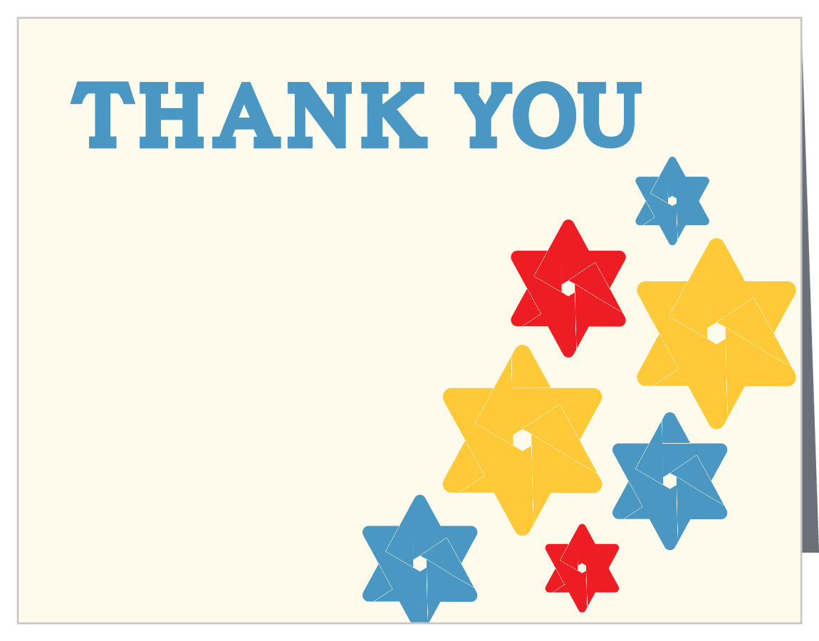 Colorful Stars Bar Mitzvah Thank You Cards