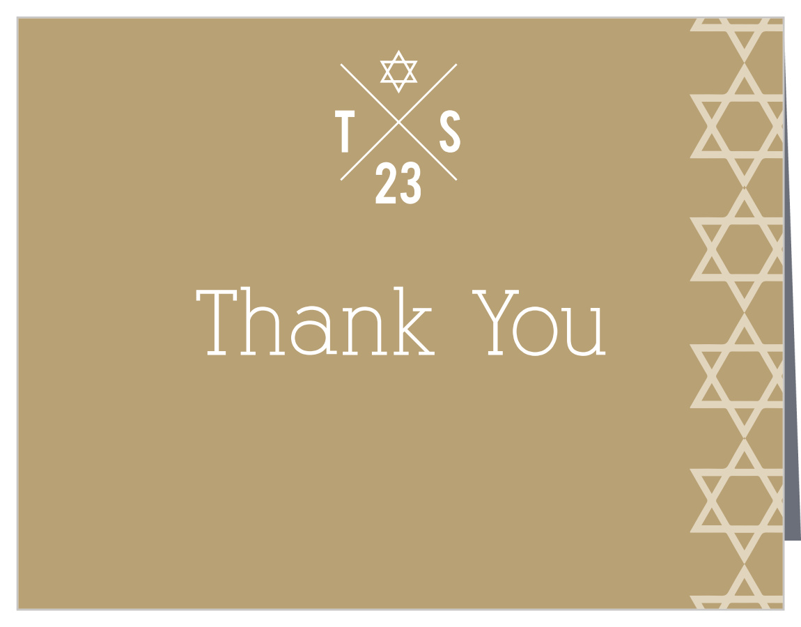 Joyous Monogram Bar Mitzvah Thank You Cards