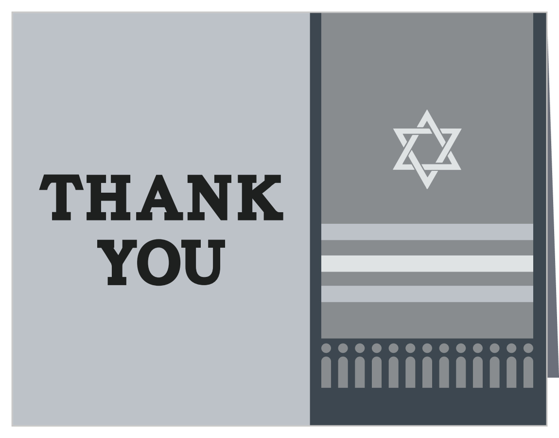 Photo & Side Shawl Bar Mitzvah Thank You Cards
