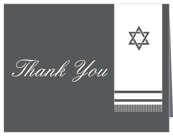 Express your gratitude to loved ones and friends who celebrated with you with the Prayer Shawl Bar Mitzvah Thank You Card.